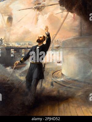 The Death of Arturo Prat on the dem Deck of the Huáscar during the Battle of Iquique in the War of the Pacific, by Thomas Somerscales. Agustín Arturo Prat Chacón (1848 – 1879) was a Chilean lawyer and navy officer. Stock Photo