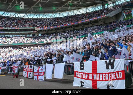 Bolton Wanderers fans wave flags during the Papa John #39 s Trophy Final