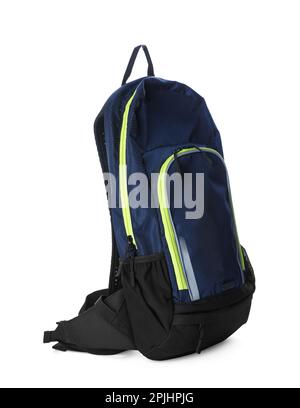 Stylish new black backpack isolated on white Stock Photo