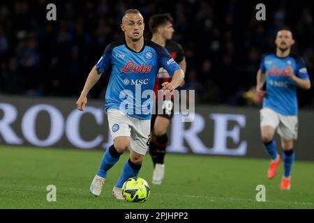 Naples, Italy. 02nd Apr, 2023. Stanislav Lobotka of Napoli during SSC Napoli vs AC Milan, italian soccer Serie A match in Naples, Italy, April 02 2023 Credit: Independent Photo Agency/Alamy Live News Stock Photo