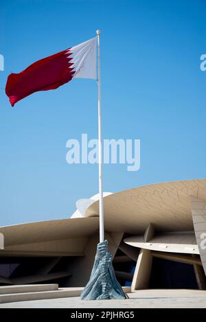 Qatar Flagpole in Doha City Stock Photo