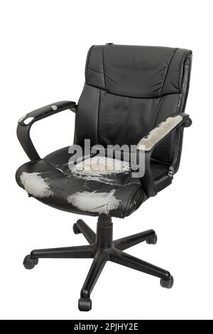 Office chair old and worn by use, on a white background Stock Photo