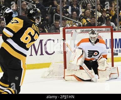 Philadelphia Flyers Goaltender Samuel Ersson Looks Up During The Third ...