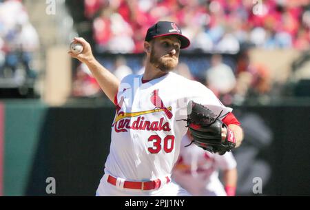 St. Louis Cardinals pitcher Chris Stratton delivers a pitch to the Toronto Blue Jays in the sixth inning at Busch Stadium in St. Louis on Sunday, April 2, 2023. Photo by Bill Greenblatt/UPI Stock Photo