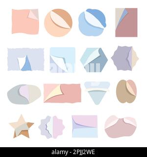 Blank reminder paper sticker notes set on white. Stock Vector