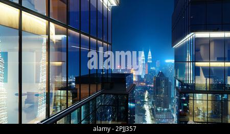 Image showcasing Fully floor-to-ceiling glass modern high-end apartment or office with ...