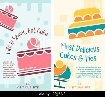 Most delicious cakes and pies, bakery store banner Stock Vector