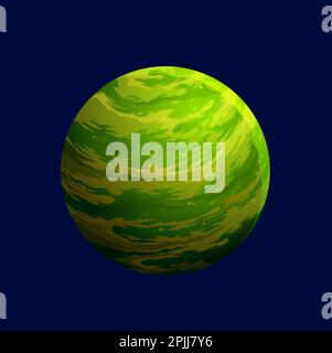 Green alien planet surface with craters and toxic smoke. Cartoon vector ...