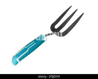 Gardening rake tool. Garden small rake. Garden handle rake isolated on white background. Stock Photo