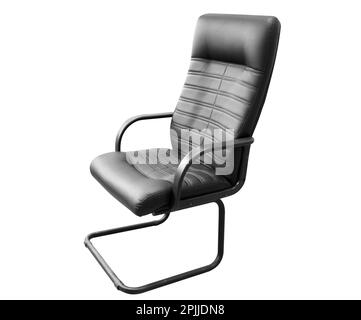 Office computer chair Isolated on white background. Black leather office chair isolated Stock Photo