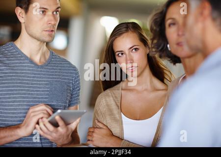 Lets get serious for a second. a family having a planning discussion. Stock Photo