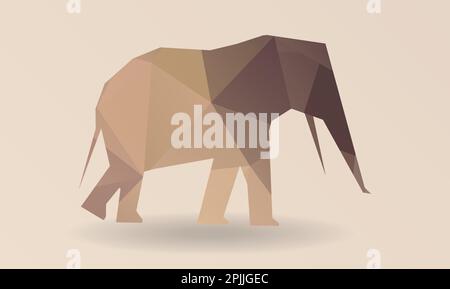 Geometric elephant clip art design, vector. Geometrical mosaic illustration. Stock Vector