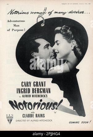 CARY GRANT and INGRID BERGMAN in NOTORIOUS ! 1946 director ALFRED HITCHCOCK screenplay Ben Hecht Vanguard Films / RKO Radio Pictures Stock Photo