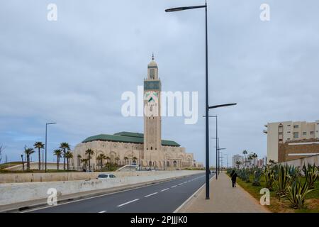 View of a modern road next to the The Hassan 2 mosque in Casablanca Morocco Stock Photo