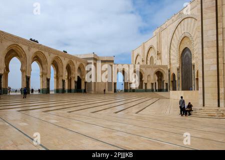 Casablanca, Morocco - March 2, 2020 : View of the majestic mosque Hassan 2 in Casablanca Morocco Stock Photo