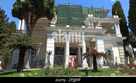 Achilleion palace for the Empress Elisabeth of Austria (Sisi) in Corfu(Kerkyra) island, Ionian sea, Greece Stock Photo