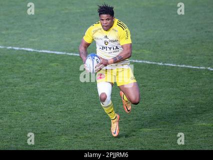 La Rochelle, France. 01st Apr, 2023. Jonathan Danty of Stade Rochelais during the Heineken Champions Cup, Round of 16, Rugby union match between Stade Rochelais (La Rochelle) and Gloucester Rugby on April 1, 2023 at Marcel Deflandre stadium in La Rochelle, France - Photo Laurent Lairys/DPPI Credit: DPPI Media/Alamy Live News Stock Photo