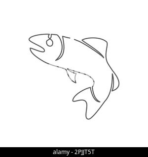 Fish One line drawing on white background Stock Vector