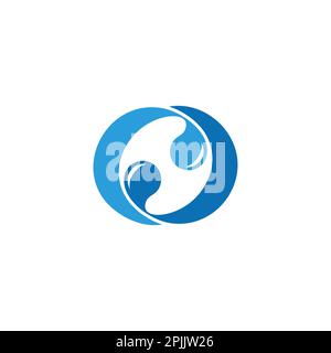 linked blue waves splash circle geometric logo vector Stock Vector