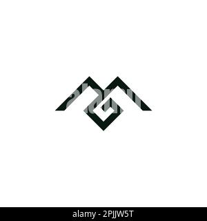 letter mg simple geometric mountain logo vector Stock Vector