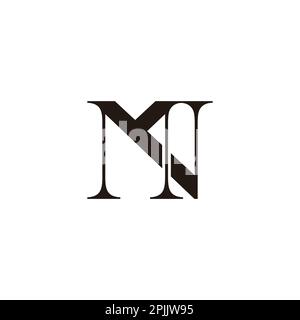 letter mn serif font simple logo vector Stock Vector