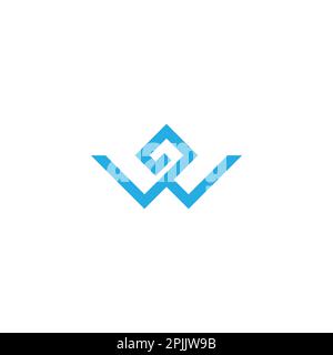 letter w blue diamond line logo vector Stock Vector