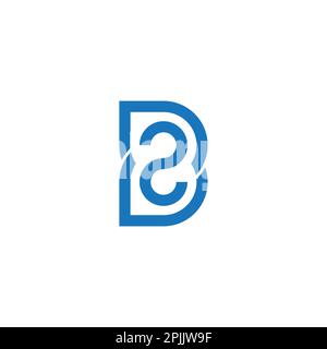 letter b2 simple geometric line logo vector Stock Vector