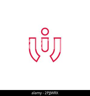 letter iu outline simple geometric logo vector Stock Vector