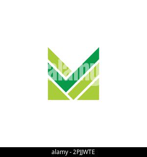 letter m stripes green check mark logo vector Stock Vector