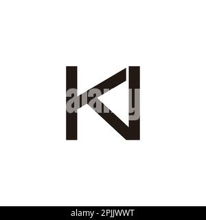 letter kn simple linked geometric line logo vector Stock Vector