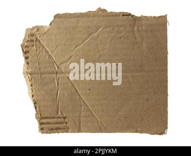 A piece of kraft cardboard isolated on a white background. Stock Photo