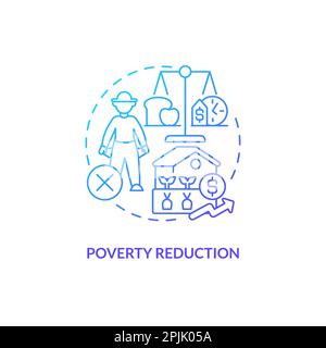 Poverty reduction blue gradient concept icon Stock Vector