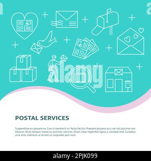 Postal services banner with place for text. Letters and parcels ...