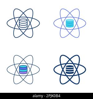 Data science icon set in flat and line style. Big data research and processing, database symbol. Vector illustration. Stock Vector