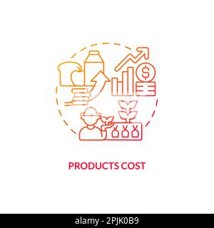 Products cost red gradient concept icon Stock Vector