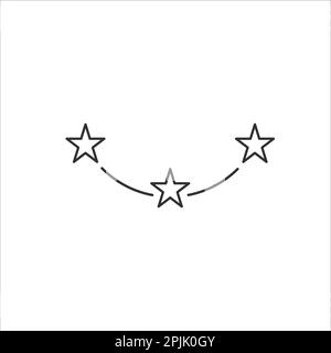 Three linear score stars in circle. linear icon. three stars. Vector illustration isolated on transparent background. Stock Vector