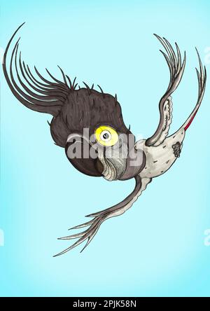 cartoon young black cackatoo illustration Stock Photo