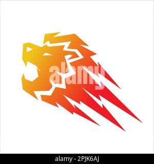 Lion lightning speed Logo Stock Vector