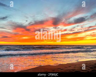 Red sunset on the sea Stock Photo