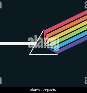 light beam through prism dispersion dark back Stock Vector