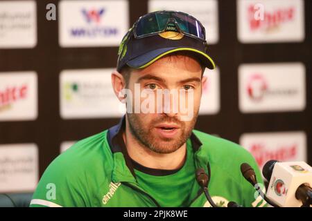 Ireland Test Team Captain Andrew Balbirnie attends pre-match press conference ahead of their alone Test match Against Bangladesh at Sher-e-BanglaNatio Stock Photo