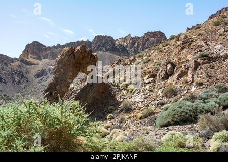 The Zapato de la Reina Rock ( The Queen's Shoe ), whose shape is reminiscent of a high-heeled shoe, is located southwest of the Llano de Ucanca in the Stock Photo