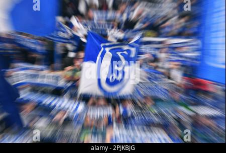 Bundesliga, Veltins Arena, FC Schalke 04 vs Bayer Leverkusen; Fans Schalke Stock Photo