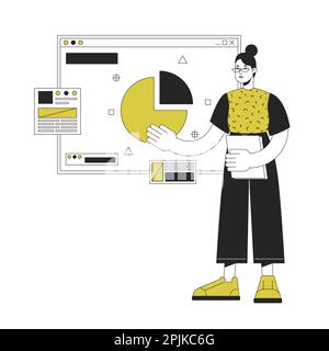 Planning manager duo color line concept vector spot illustration Stock Vector