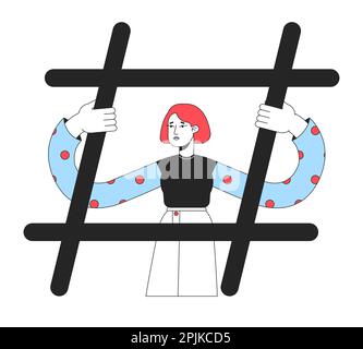 Getting hashtaged on social media line concept vector spot illustration Stock Vector