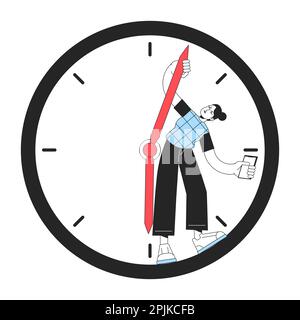 Wasting time on internet with mobile phone line concept vector spot illustration Stock Vector