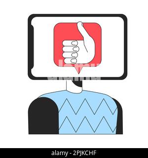 Addicted to likes on social media line concept vector spot illustration Stock Vector