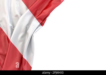 Flag of Peru in the corner on white background. Isolated. 3D Rendering Stock Photo