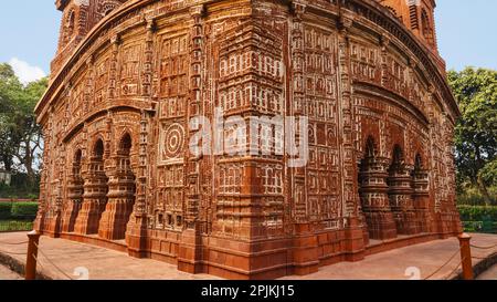 Carving Walls of Shyam Rai Temple, Bishnupur, West Bengal, India. Stock Photo