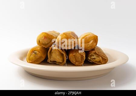 spring rolls on a white background Stock Photo